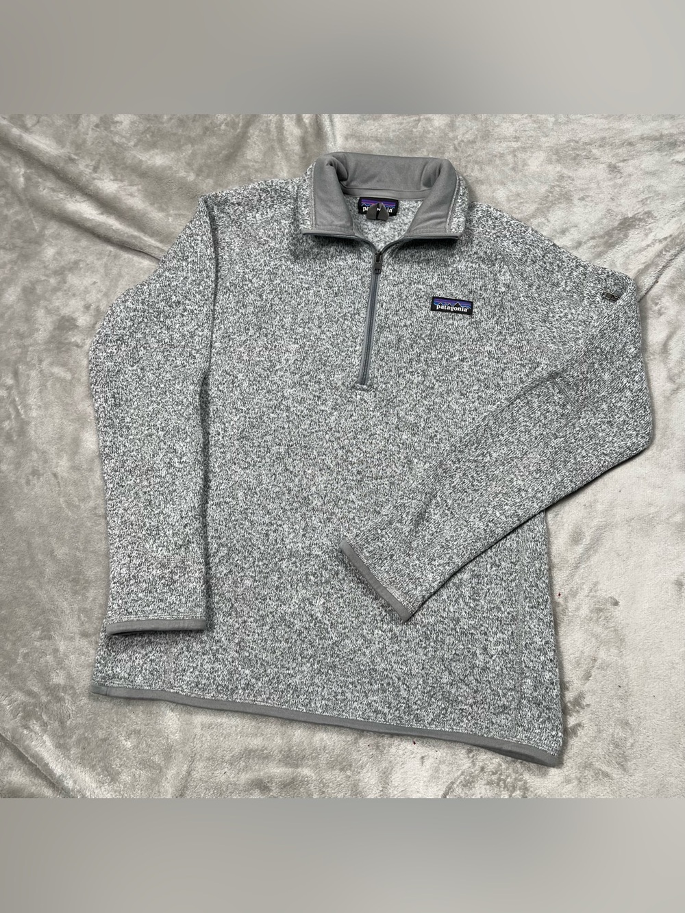 Patagonia 1/4 Zip Better Sweater Womens M Gray Birch White Fleece Pullover 25617